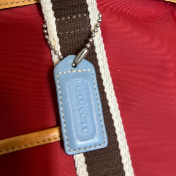 Authentic Coach Red Nylon Weekend Tote Bag - Picture 9 of 15